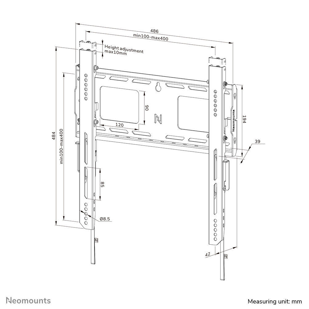 Neomounts WL30-750BL14 Schwerlast-Wandhalterung 32-75" - fest - abschließbar - schnelle Installation - TÜV